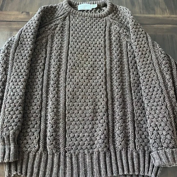 Chunky Knit Crewneck Sweater - Brown - Picture 5 of 13